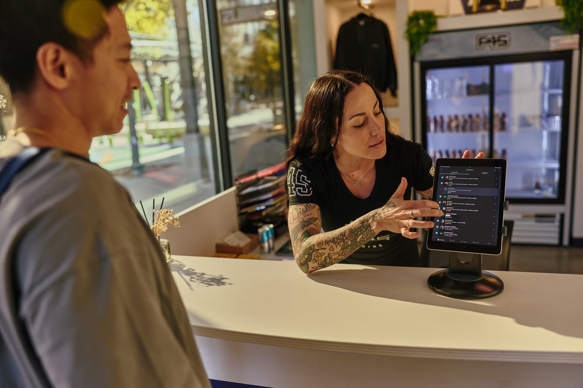 Walking a member through their numbers at the front desk